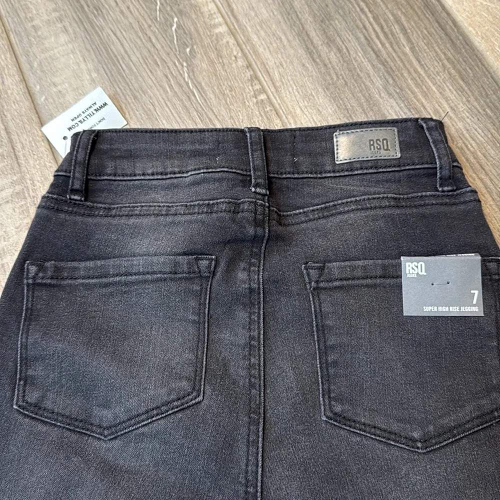 RSQ Girls Super High Rise Jeggings Black Distressed Size‎ 8 NWT